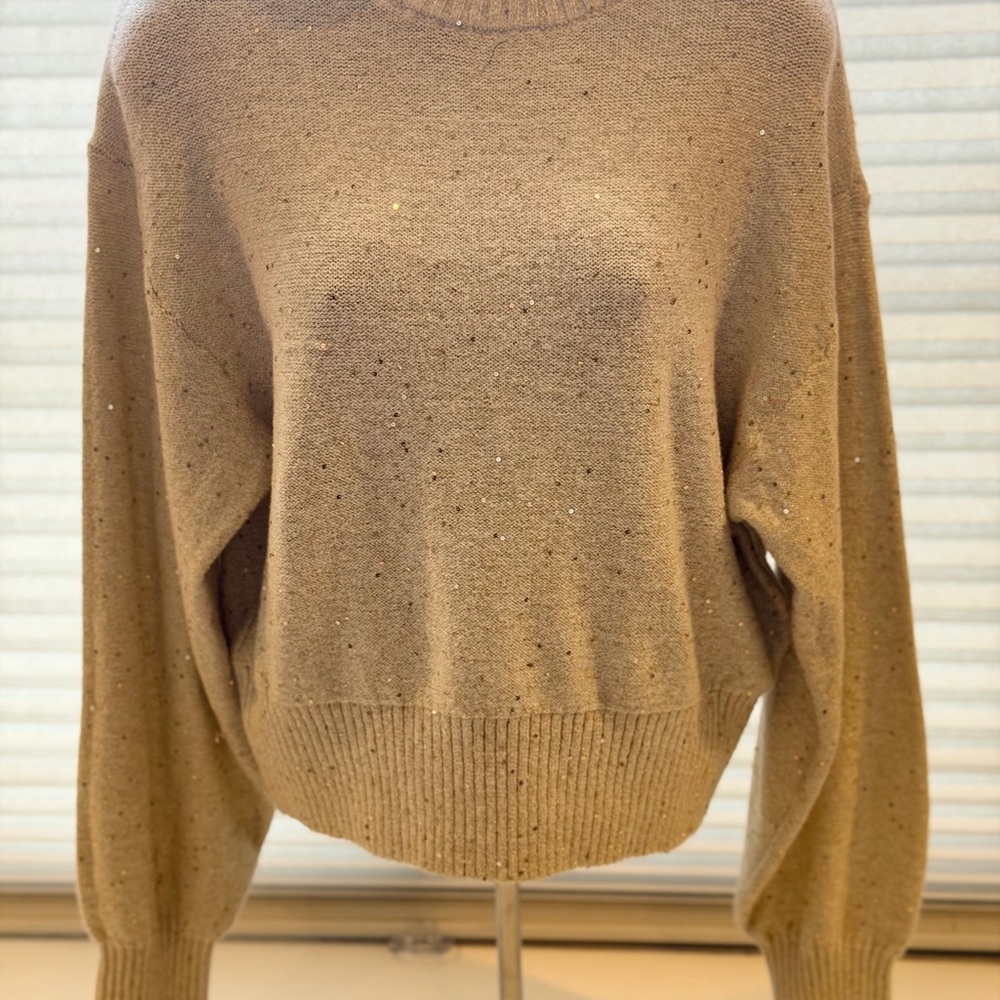 Old Navy Women's Sequin Crewneck Sweater Gold Sequins Size M